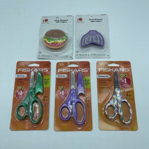 School Supplies Lot Childrens Fiskars Scissors Pencil Sharpeners 5 Count